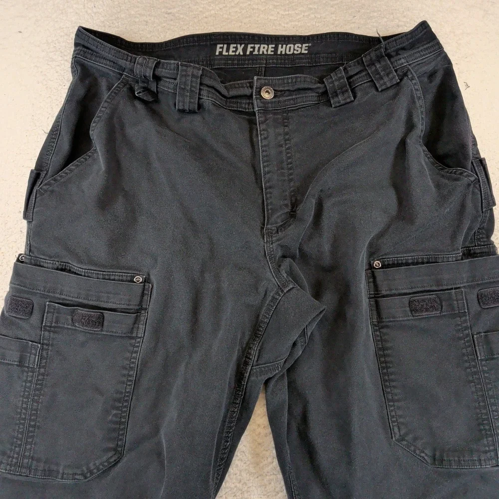 Duluth Trading Co Flex Fire Hose Relaxed Fit Cargo Work Pants Black 38x30 45507 - Picture 6 of 9